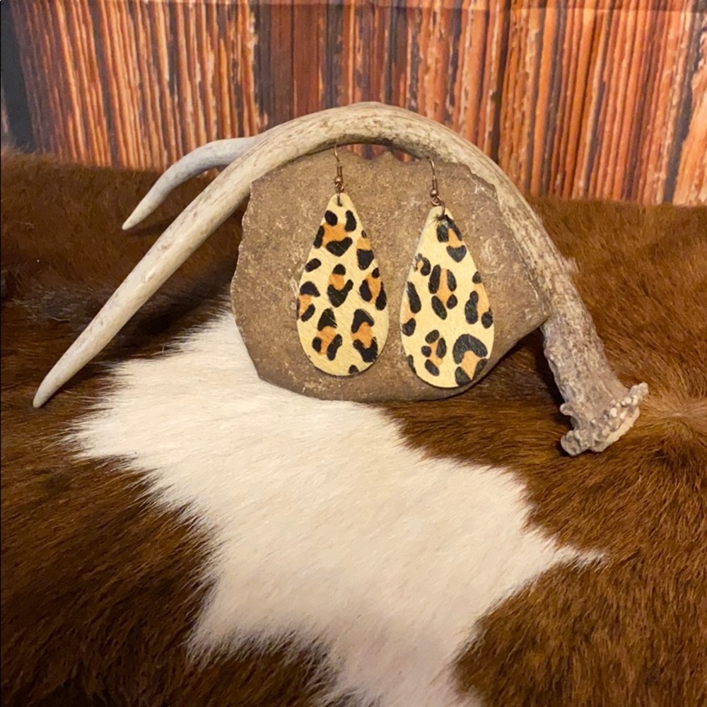 Leopard Print Hair on Hide Earrings